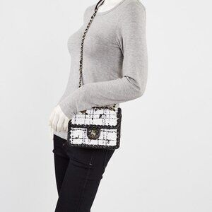 Chanel Black/White Tweed and Leather My Own Frame Mini Flap Bag